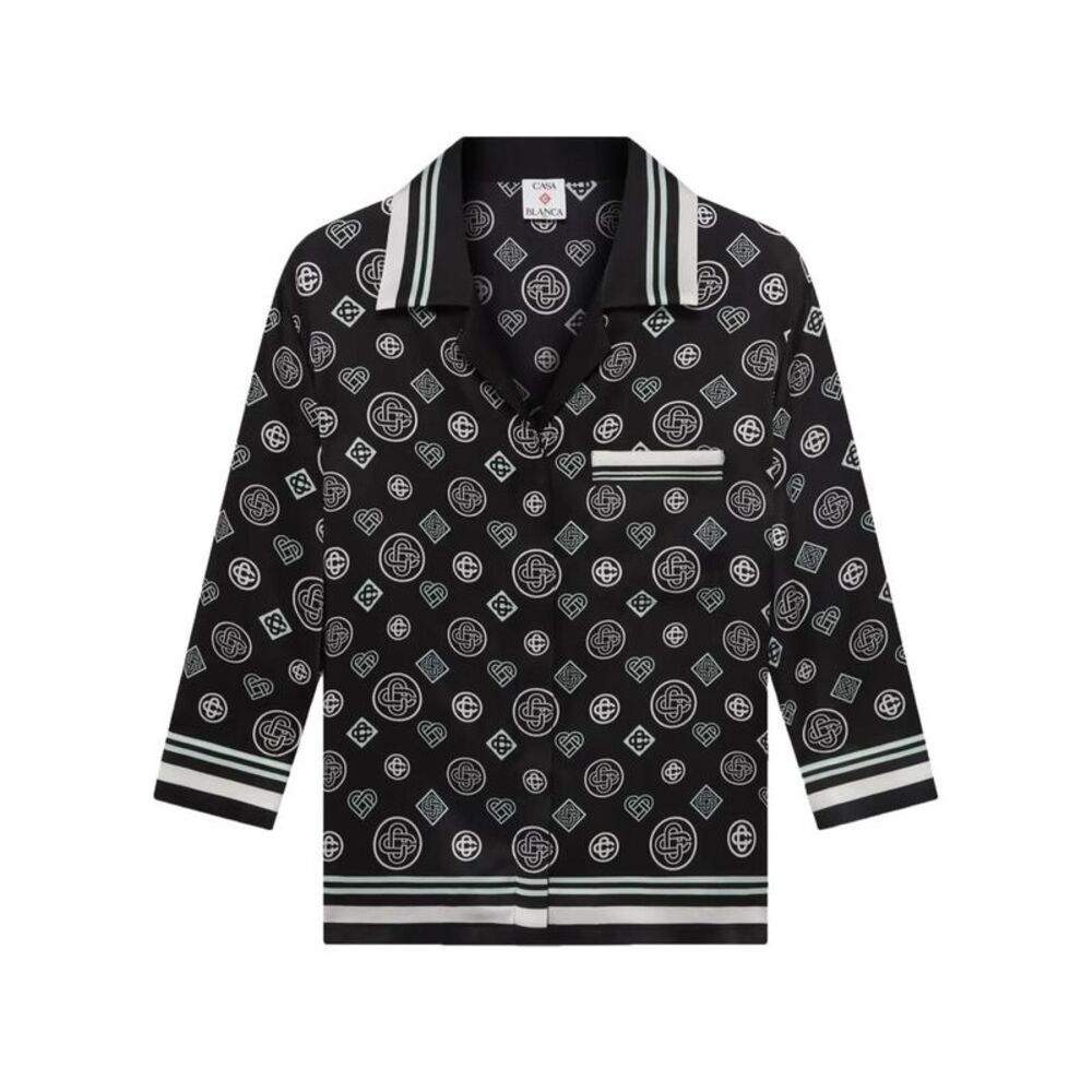 CASABLANCA Casa Blanca Silk Printed Pajama Shirt Women BLACK Shirts
